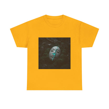Unisex Cracked Mask in Moss T-Shirt | Mysterious Forest Aesthetic Tee