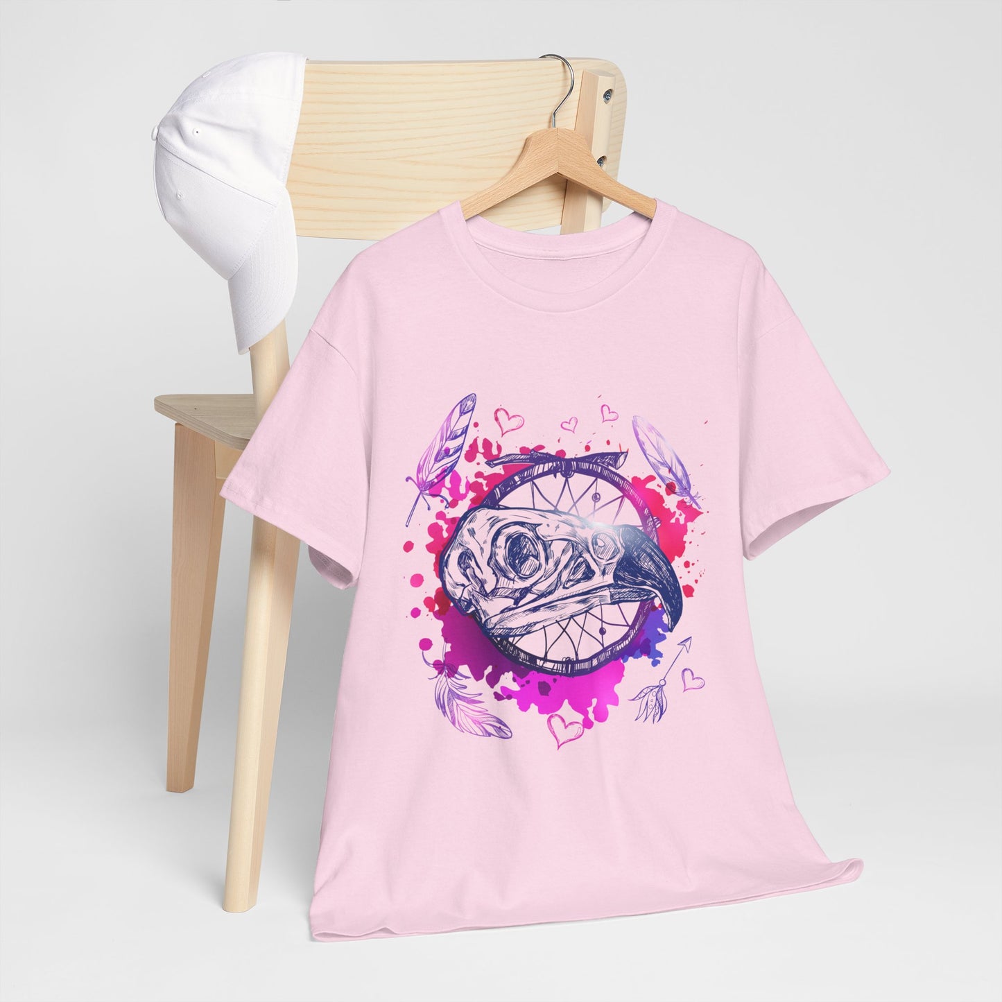 Bird Skull Dreamcatcher T-Shirt - Bohemian Watercolor Graphic