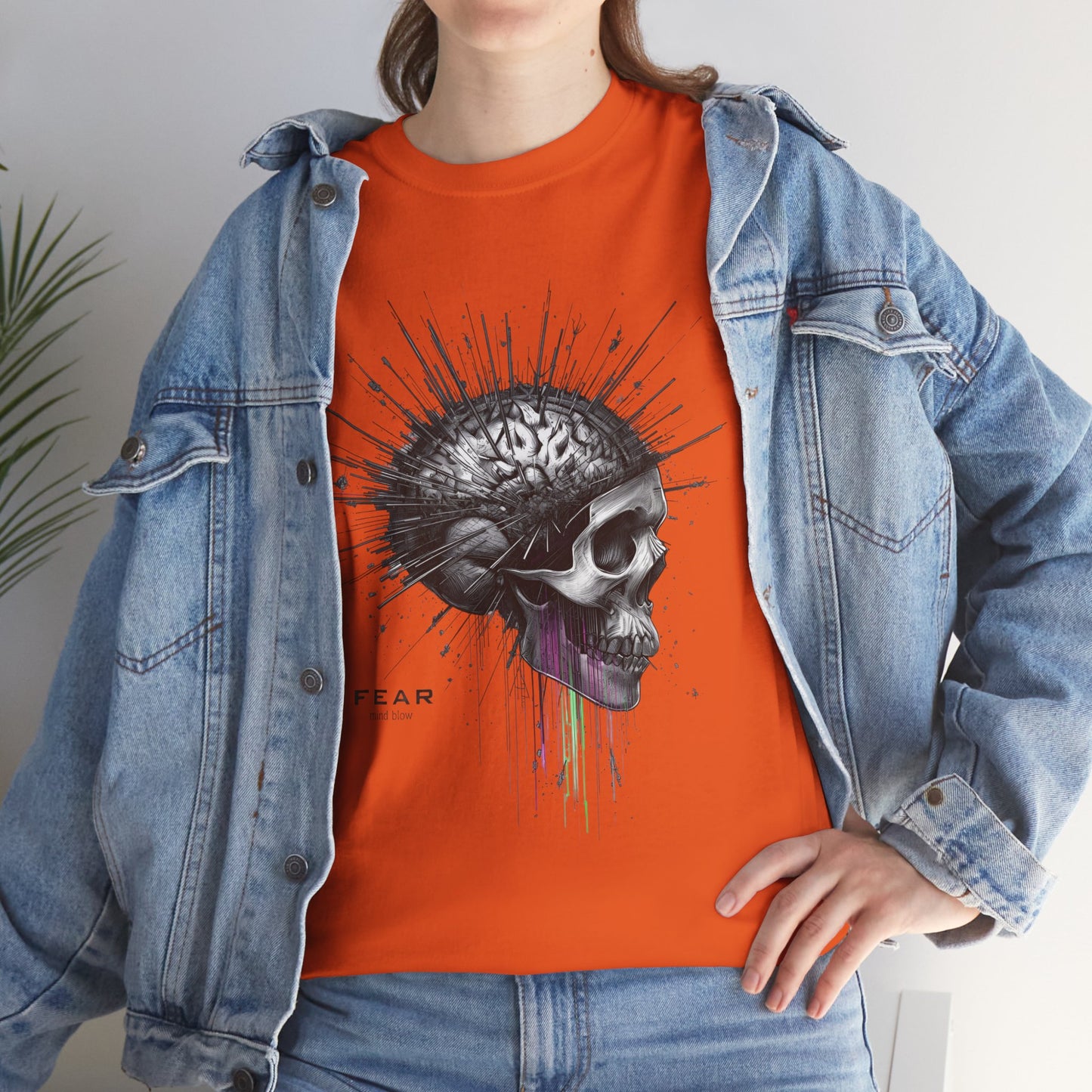 Unisex 'Exploding Mind' T-Shirt - Skull, Brain & FEAR Anxiety Graphic Tee