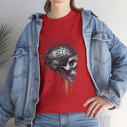 Unisex 'Exploding Mind' T-Shirt - Skull, Brain & FEAR Anxiety Graphic Tee
