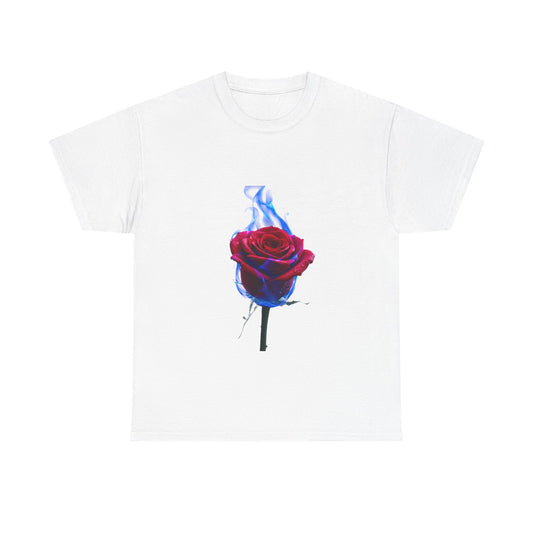 Unisex Blazing Blue Rose T-Shirt - Fire & Flower Graphic Tee