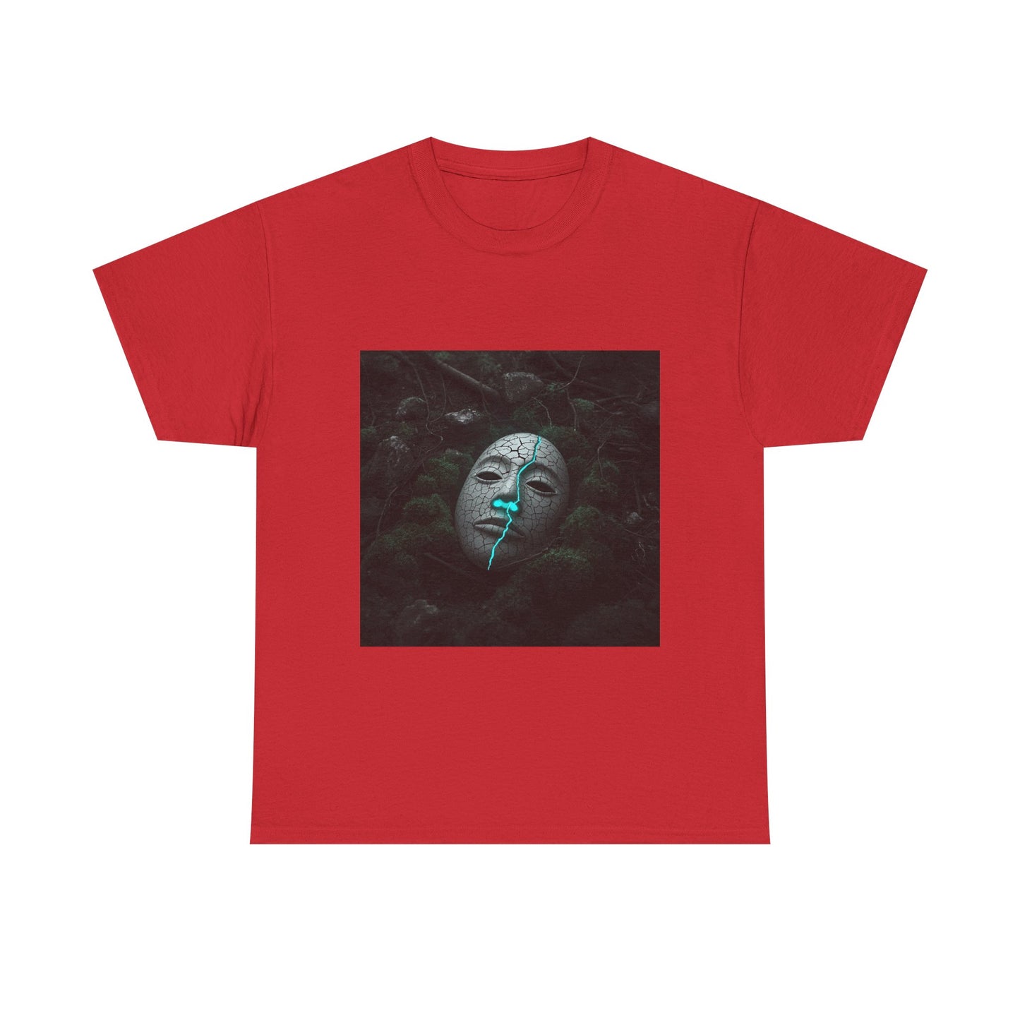 Unisex Cracked Mask in Moss T-Shirt | Mysterious Forest Aesthetic Tee