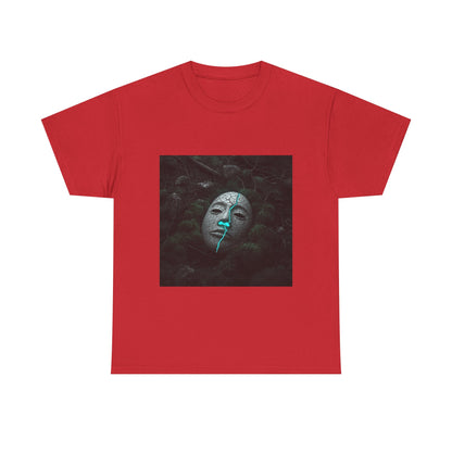 Unisex Cracked Mask in Moss T-Shirt | Mysterious Forest Aesthetic Tee