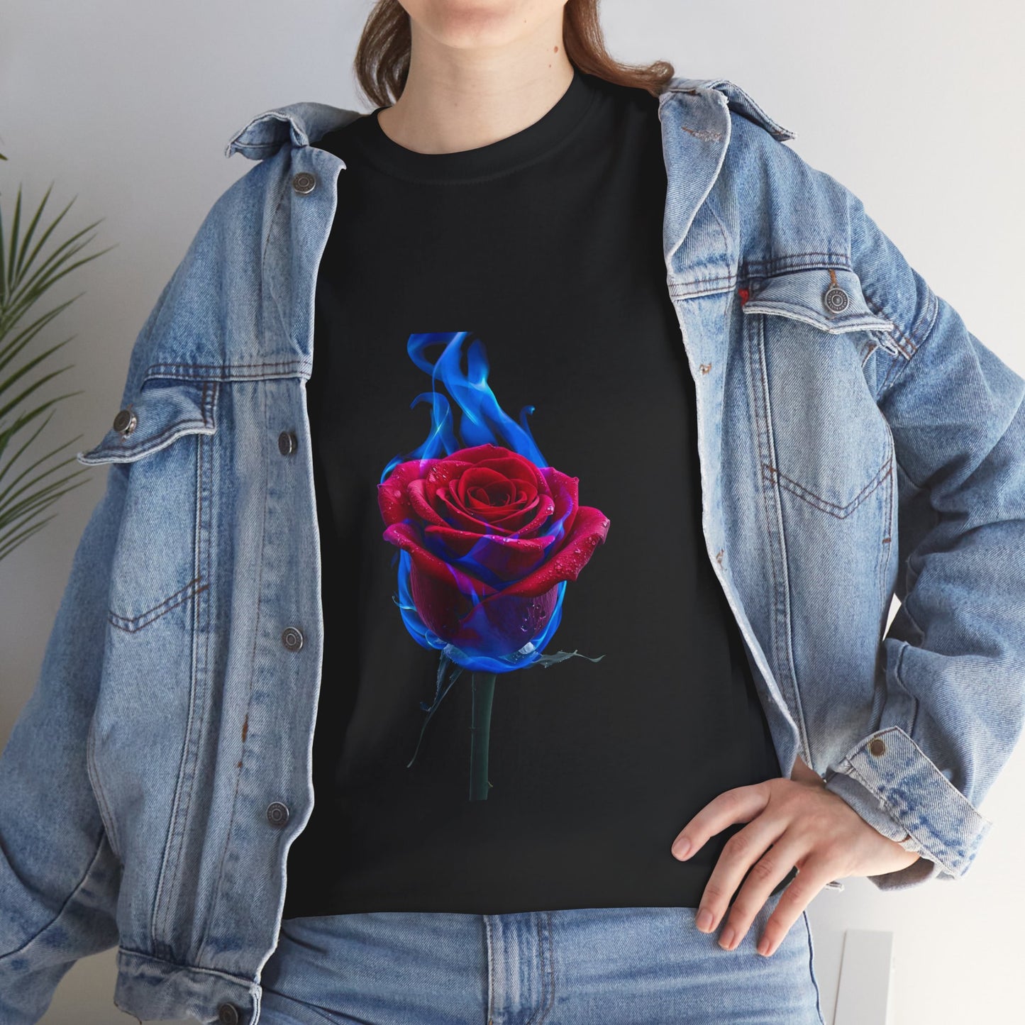 Unisex Blazing Blue Rose T-Shirt - Fire & Flower Graphic Tee