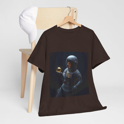 Unisex 'Cosmic Treasure' T-Shirt - Astronaut Holding Golden Orb Graphic Tee