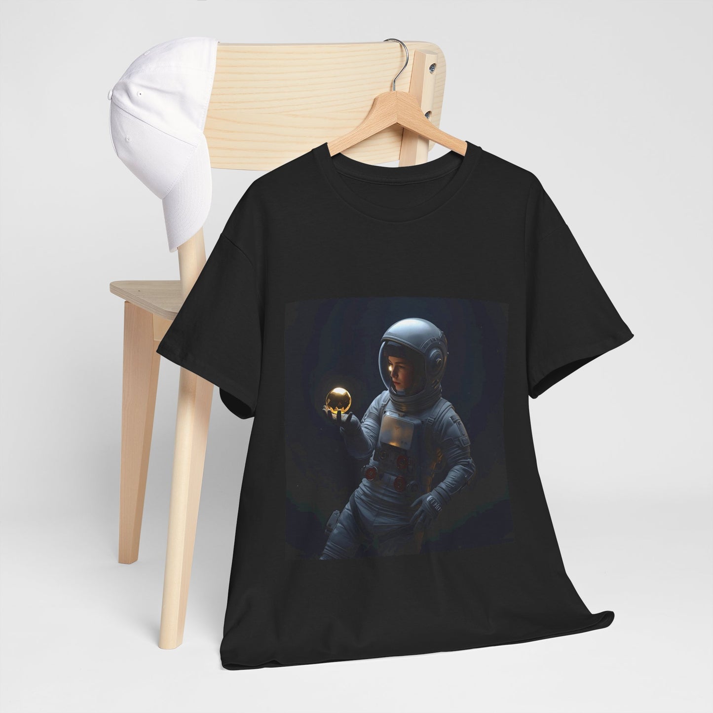 Unisex 'Cosmic Treasure' T-Shirt - Astronaut Holding Golden Orb Graphic Tee