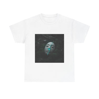 Unisex Cracked Mask in Moss T-Shirt | Mysterious Forest Aesthetic Tee