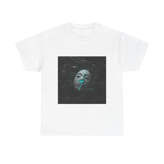 Unisex Cracked Mask in Moss T-Shirt | Mysterious Forest Aesthetic Tee