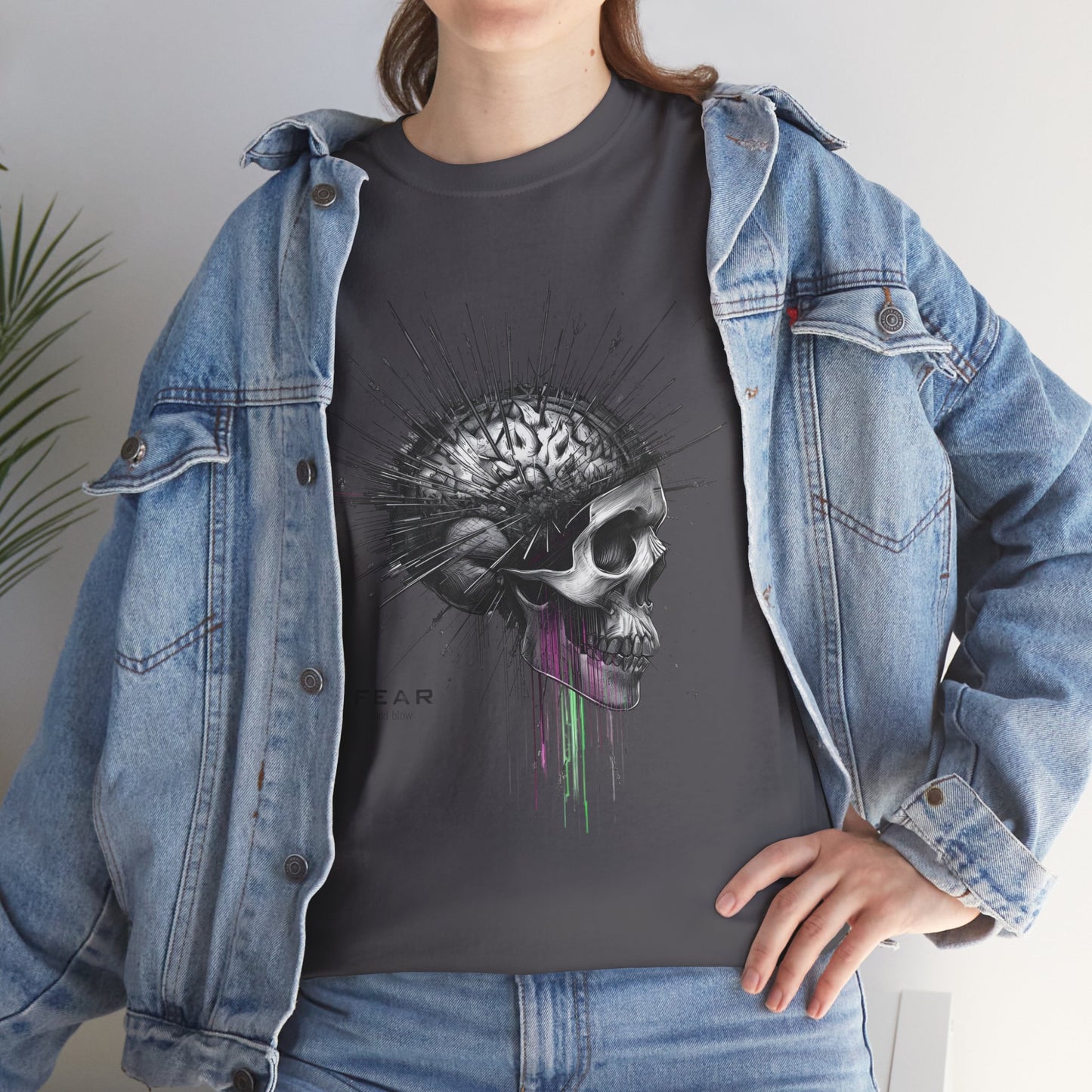 Unisex 'Exploding Mind' T-Shirt - Skull, Brain & FEAR Anxiety Graphic Tee