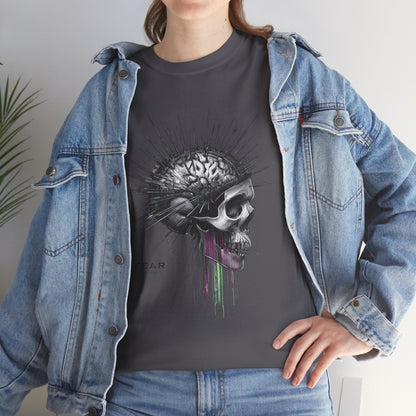 Unisex 'Exploding Mind' T-Shirt - Skull, Brain & FEAR Anxiety Graphic Tee