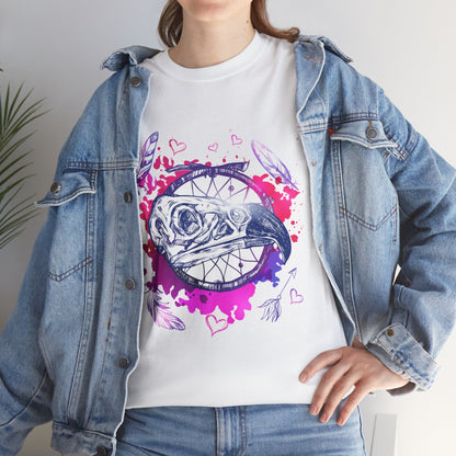 Bird Skull Dreamcatcher T-Shirt - Bohemian Watercolor Graphic