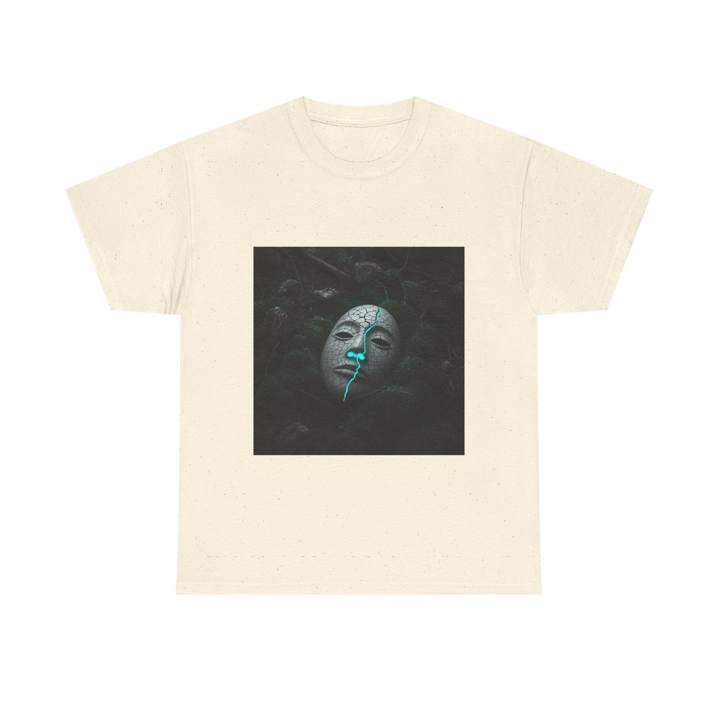 Unisex Cracked Mask in Moss T-Shirt | Mysterious Forest Aesthetic Tee