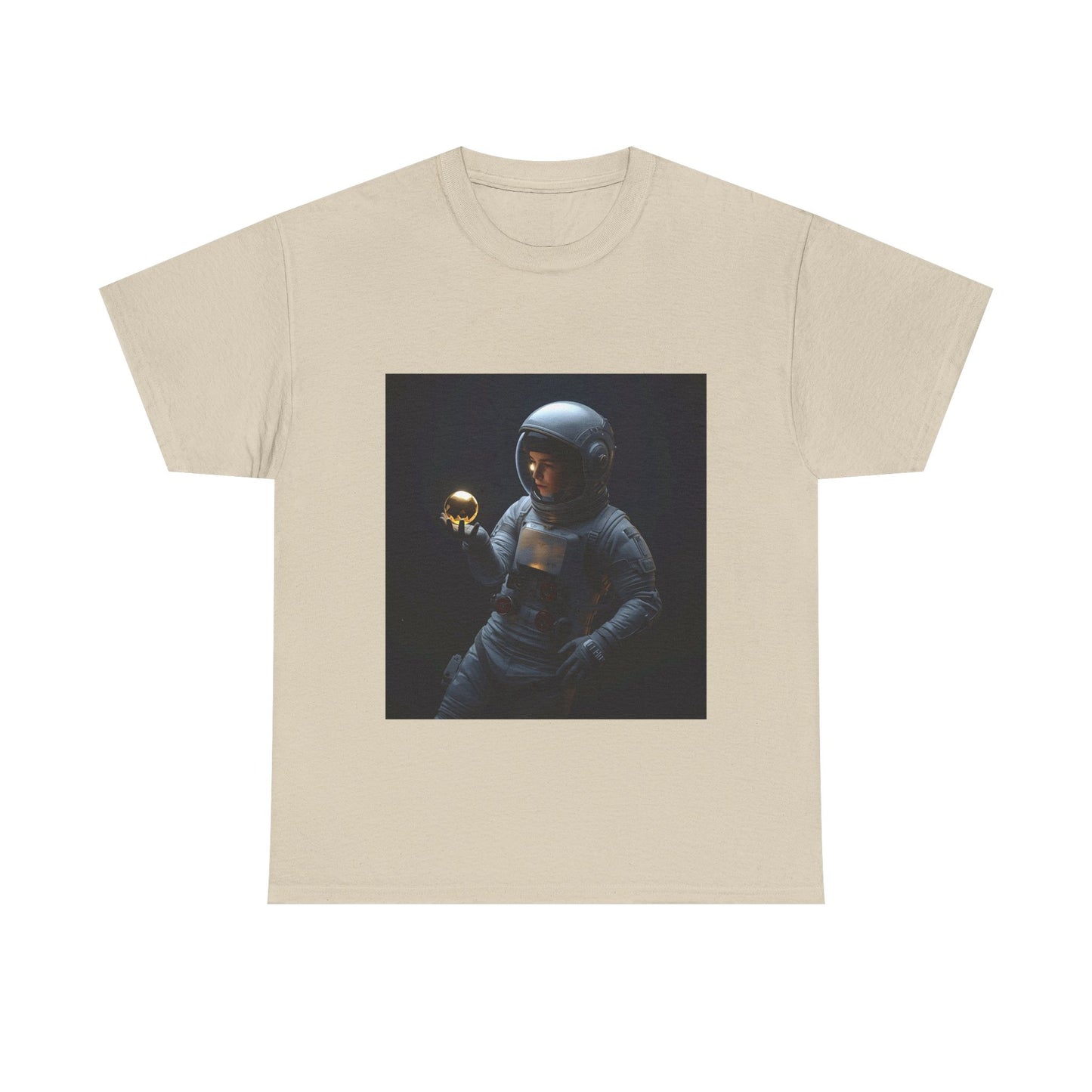 Unisex 'Cosmic Treasure' T-Shirt - Astronaut Holding Golden Orb Graphic Tee