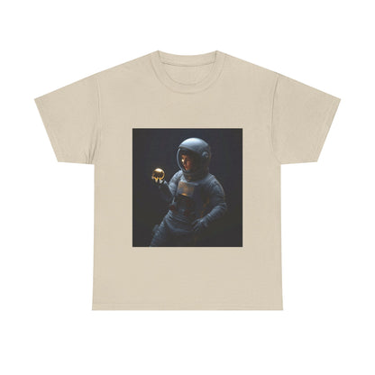 Unisex 'Cosmic Treasure' T-Shirt - Astronaut Holding Golden Orb Graphic Tee
