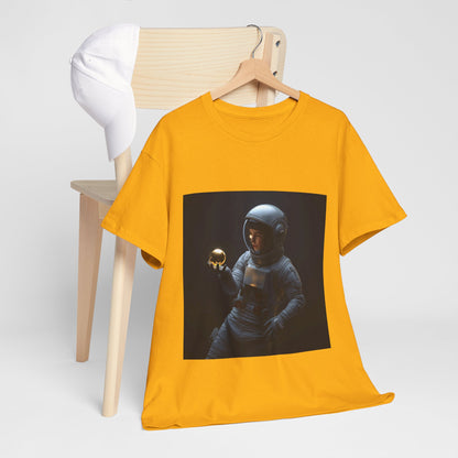 Unisex 'Cosmic Treasure' T-Shirt - Astronaut Holding Golden Orb Graphic Tee