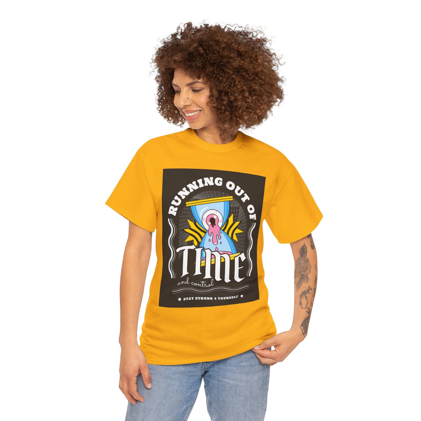 **Unisex Running Out of Time and Control Graphic T-Shirt - Hourglass Anxiety Tee**