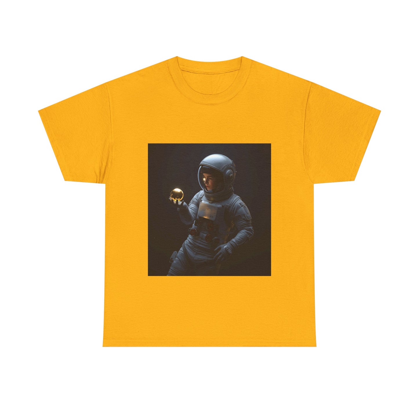 Unisex 'Cosmic Treasure' T-Shirt - Astronaut Holding Golden Orb Graphic Tee