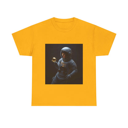 Unisex 'Cosmic Treasure' T-Shirt - Astronaut Holding Golden Orb Graphic Tee