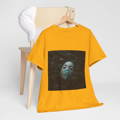 Unisex Cracked Mask in Moss T-Shirt | Mysterious Forest Aesthetic Tee