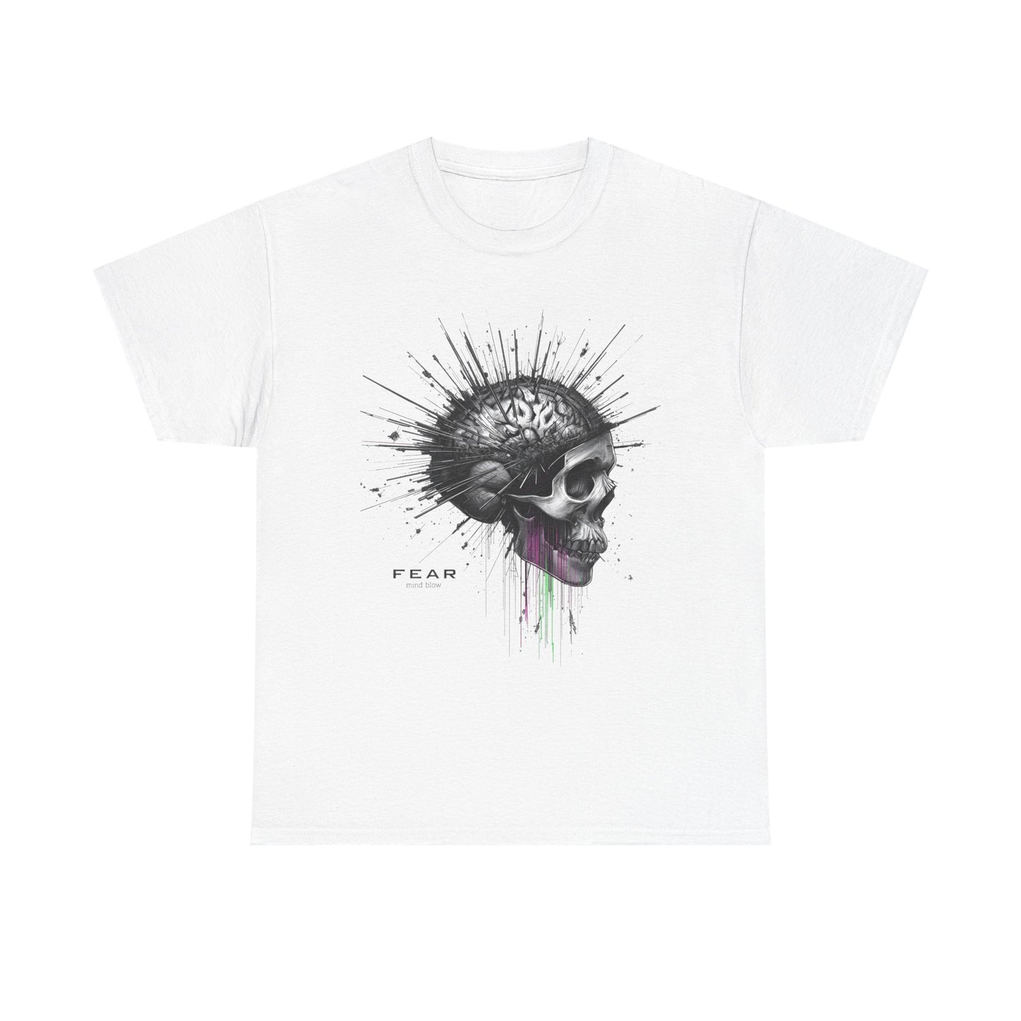 Unisex 'Exploding Mind' T-Shirt - Skull, Brain & FEAR Anxiety Graphic Tee
