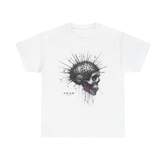 Unisex 'Exploding Mind' T-Shirt - Skull, Brain & FEAR Anxiety Graphic Tee