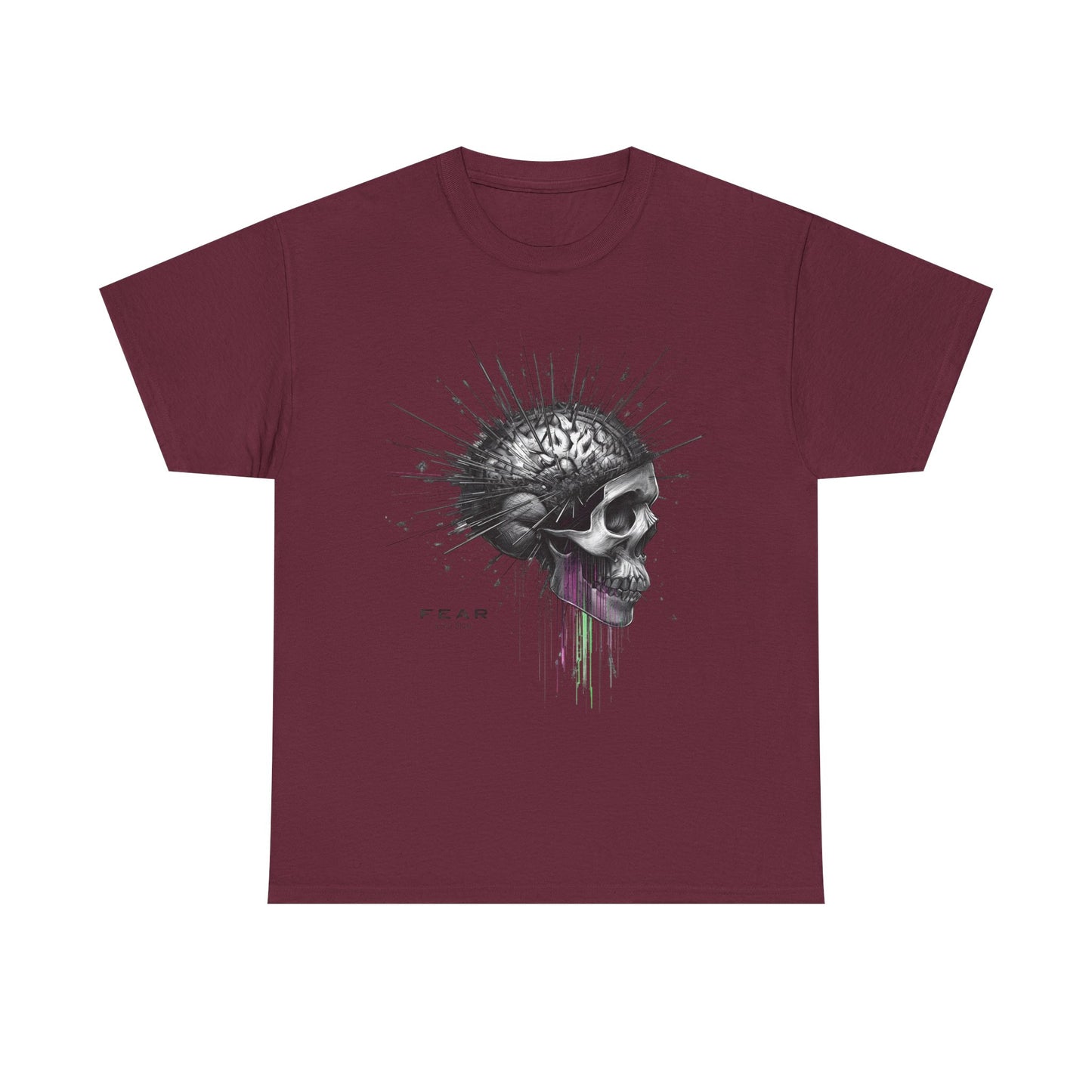 Unisex 'Exploding Mind' T-Shirt - Skull, Brain & FEAR Anxiety Graphic Tee