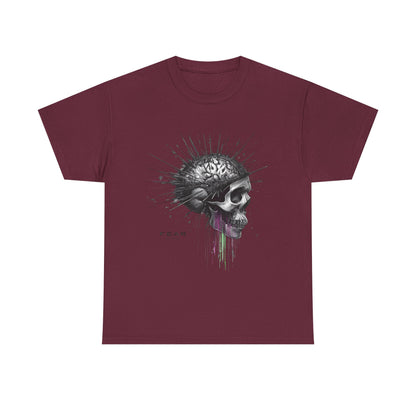 Unisex 'Exploding Mind' T-Shirt - Skull, Brain & FEAR Anxiety Graphic Tee