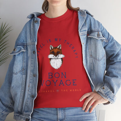 Travel Is My Therapy Fox T-Shirt - BON VOYAGE Wanderlust Tee