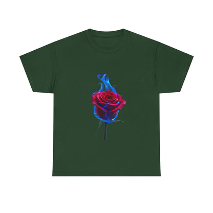 Unisex Blazing Blue Rose T-Shirt - Fire & Flower Graphic Tee