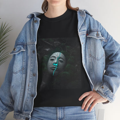 Unisex Cracked Mask in Moss T-Shirt | Mysterious Forest Aesthetic Tee