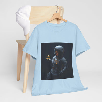 Unisex 'Cosmic Treasure' T-Shirt - Astronaut Holding Golden Orb Graphic Tee