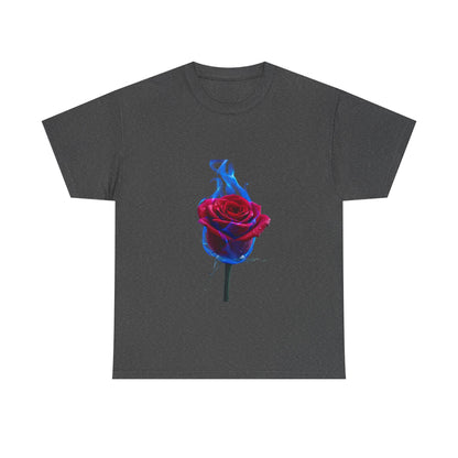 Unisex Blazing Blue Rose T-Shirt - Fire & Flower Graphic Tee