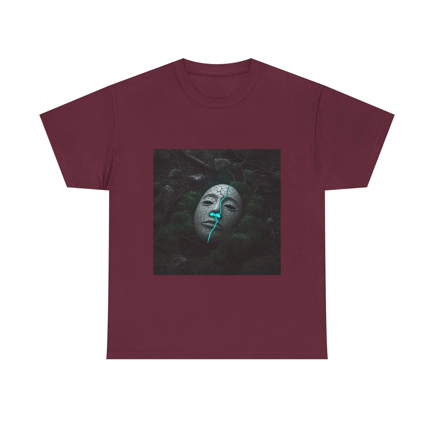 Unisex Cracked Mask in Moss T-Shirt | Mysterious Forest Aesthetic Tee