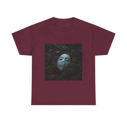 Unisex Cracked Mask in Moss T-Shirt | Mysterious Forest Aesthetic Tee