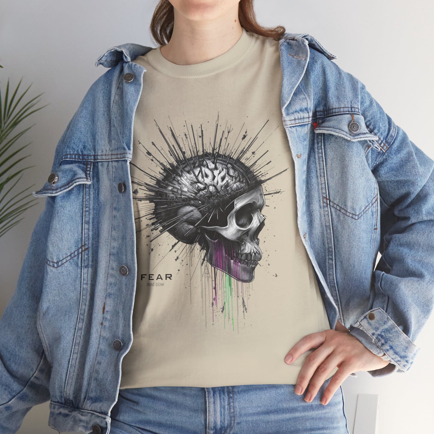 Unisex 'Exploding Mind' T-Shirt - Skull, Brain & FEAR Anxiety Graphic Tee