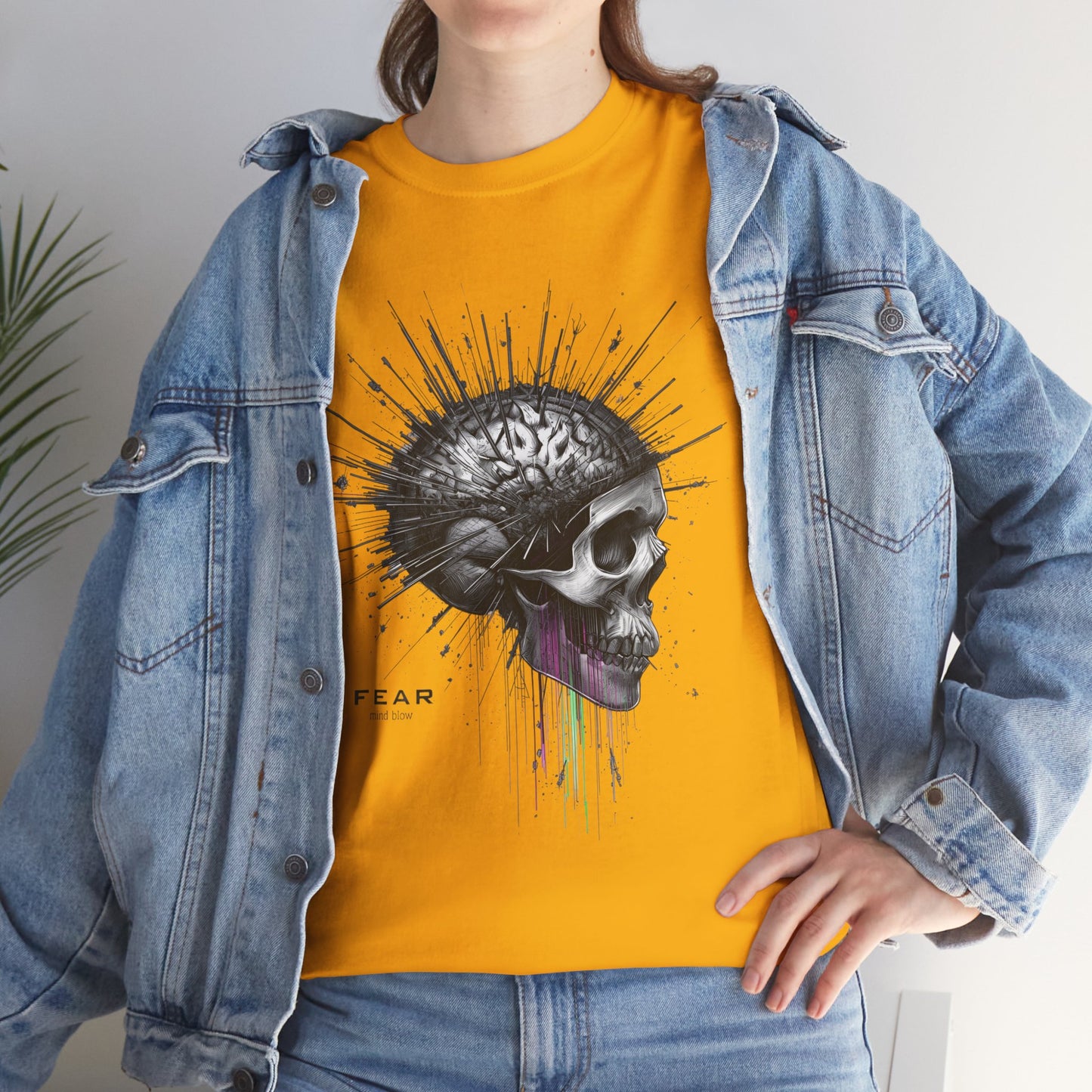 Unisex 'Exploding Mind' T-Shirt - Skull, Brain & FEAR Anxiety Graphic Tee