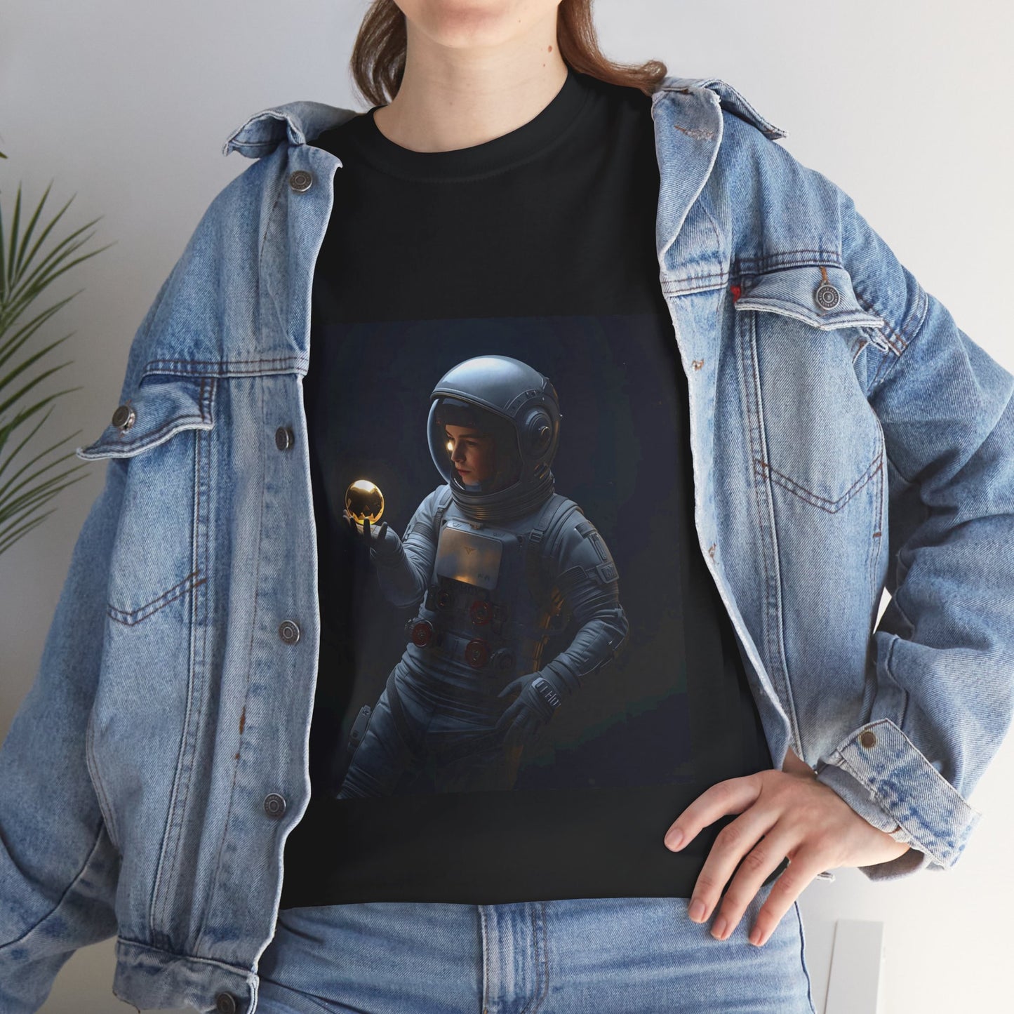 Unisex 'Cosmic Treasure' T-Shirt - Astronaut Holding Golden Orb Graphic Tee