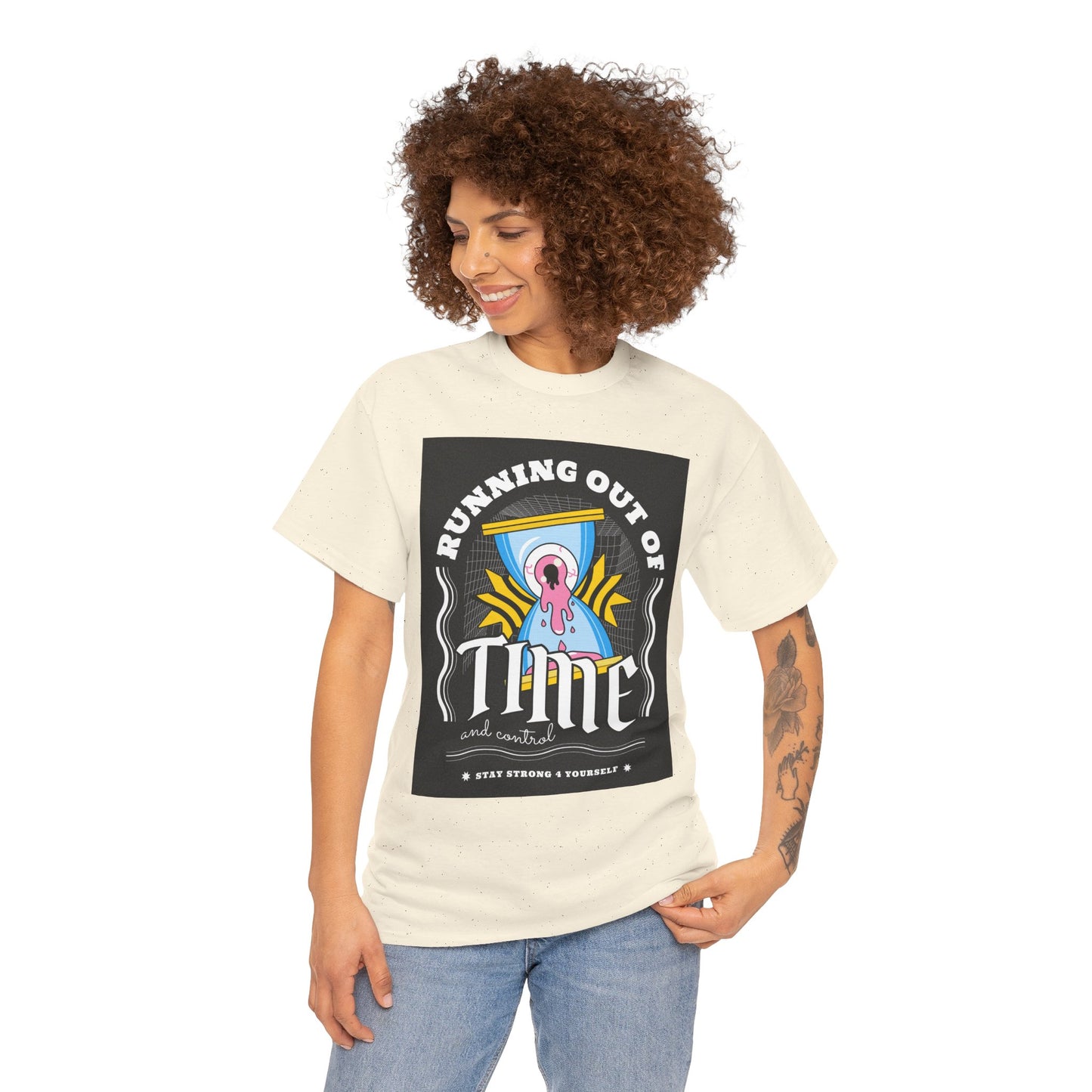 **Unisex Running Out of Time and Control Graphic T-Shirt - Hourglass Anxiety Tee**