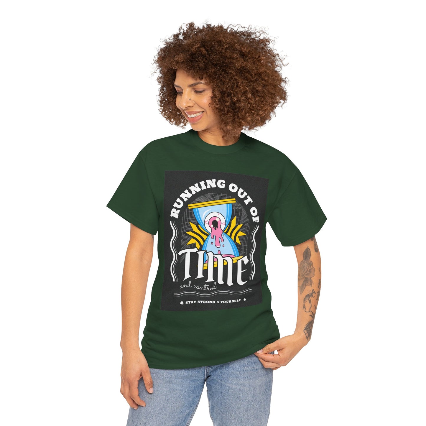**Unisex Running Out of Time and Control Graphic T-Shirt - Hourglass Anxiety Tee**