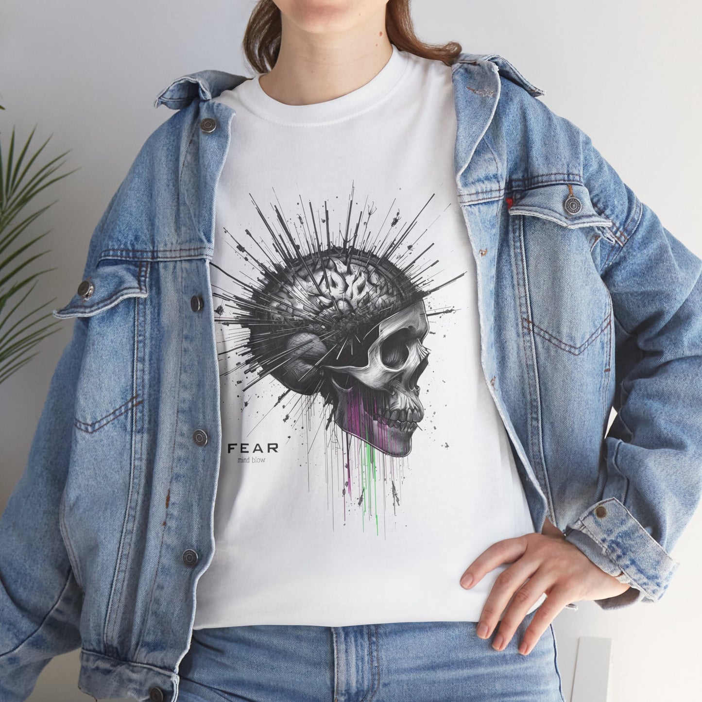 Unisex 'Exploding Mind' T-Shirt - Skull, Brain & FEAR Anxiety Graphic Tee