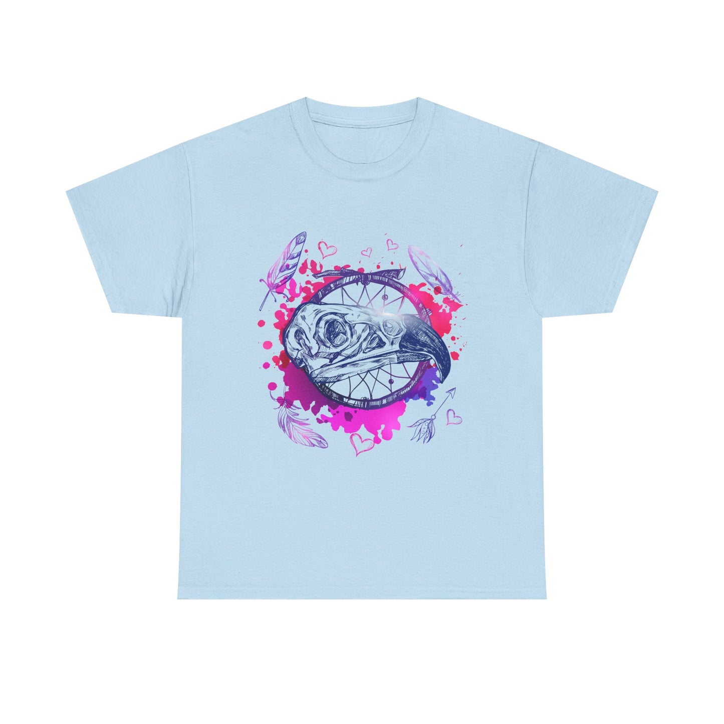 Bird Skull Dreamcatcher T-Shirt - Bohemian Watercolor Graphic