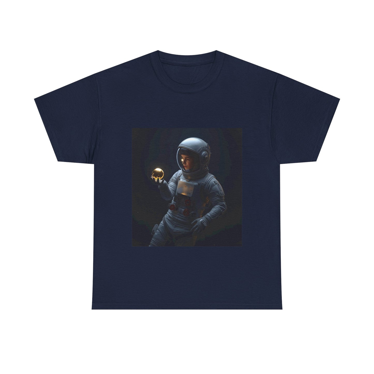 Unisex 'Cosmic Treasure' T-Shirt - Astronaut Holding Golden Orb Graphic Tee
