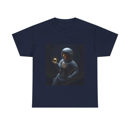 Unisex 'Cosmic Treasure' T-Shirt - Astronaut Holding Golden Orb Graphic Tee