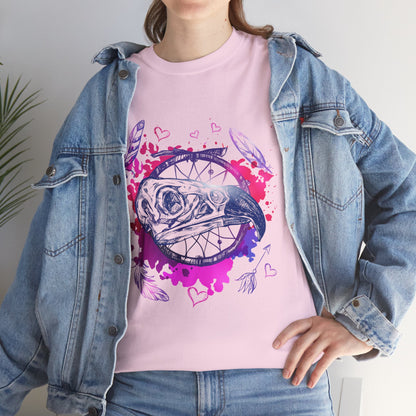 Bird Skull Dreamcatcher T-Shirt - Bohemian Watercolor Graphic