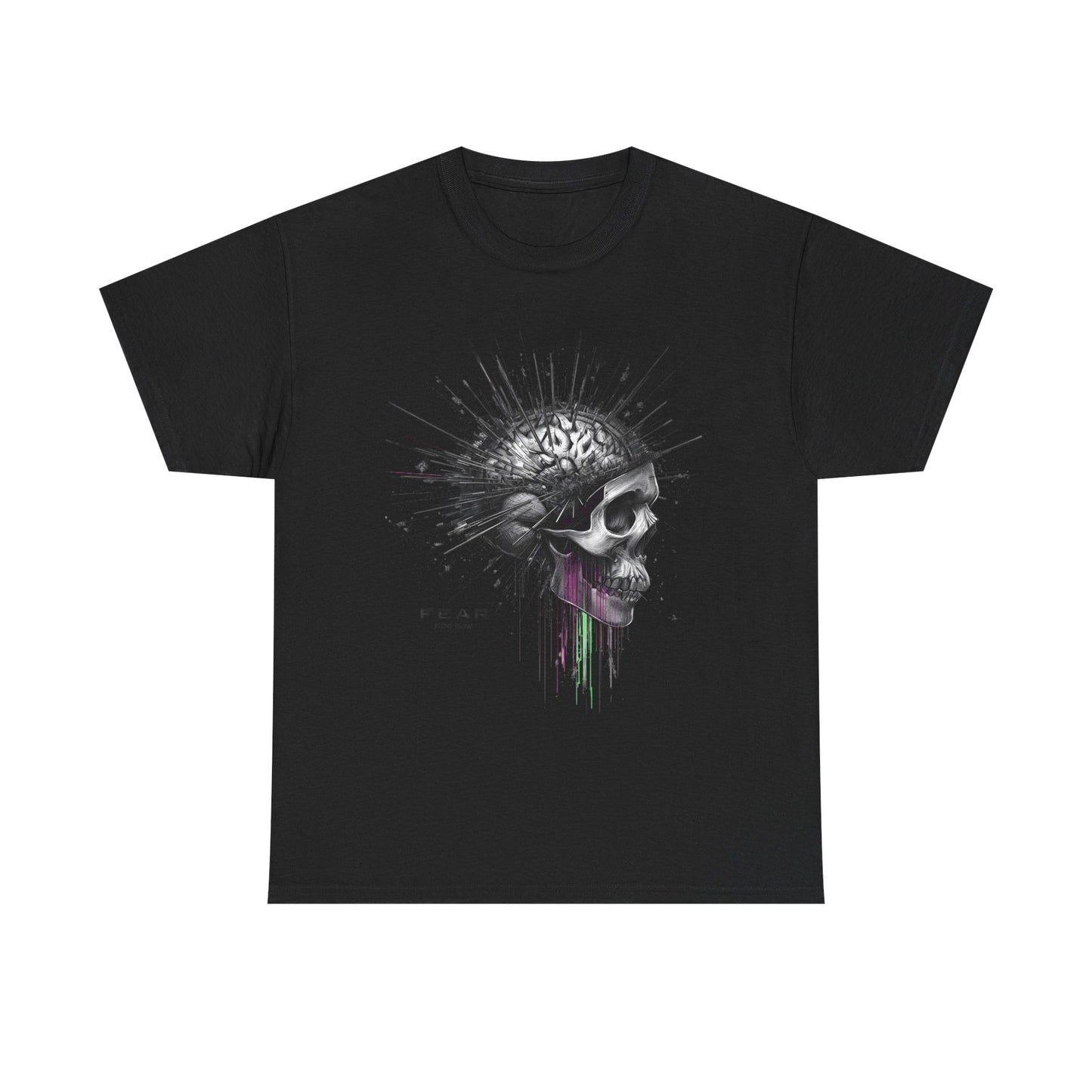 Unisex 'Exploding Mind' T-Shirt - Skull, Brain & FEAR Anxiety Graphic Tee