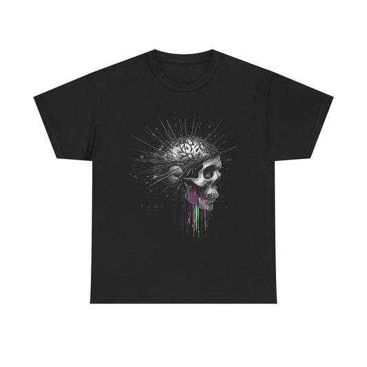 Unisex 'Exploding Mind' T-Shirt - Skull, Brain & FEAR Anxiety Graphic Tee