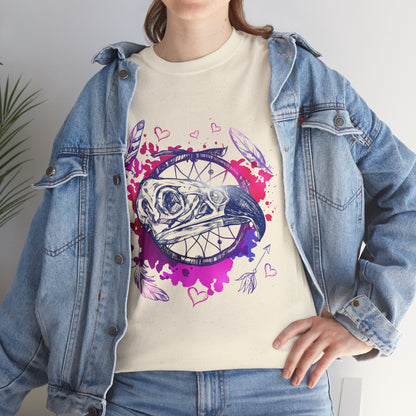 Bird Skull Dreamcatcher T-Shirt - Bohemian Watercolor Graphic