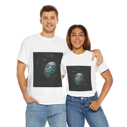 Unisex Cracked Mask in Moss T-Shirt | Mysterious Forest Aesthetic Tee