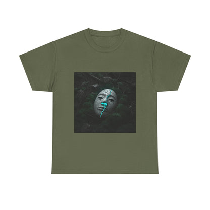 Unisex Cracked Mask in Moss T-Shirt | Mysterious Forest Aesthetic Tee