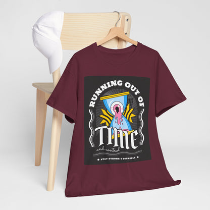 **Unisex Running Out of Time and Control Graphic T-Shirt - Hourglass Anxiety Tee**